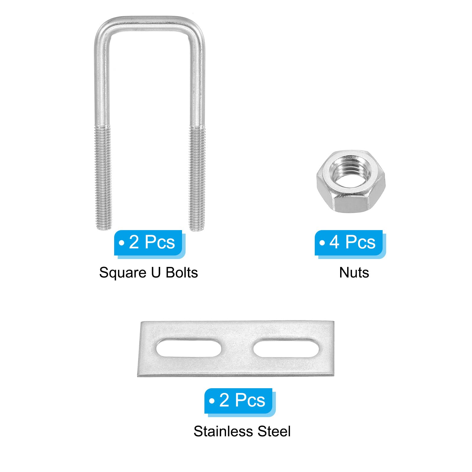PATIKIL M8x35x100mm Square U-Bolts Kit - Image 3
