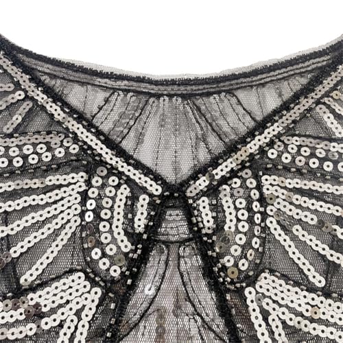Vintage Lace Shawls 1920s Sequin Beaded Elegant Capelet Mesh Handmade Wraps Wedding Evening Dresses Party Flapper Cape4