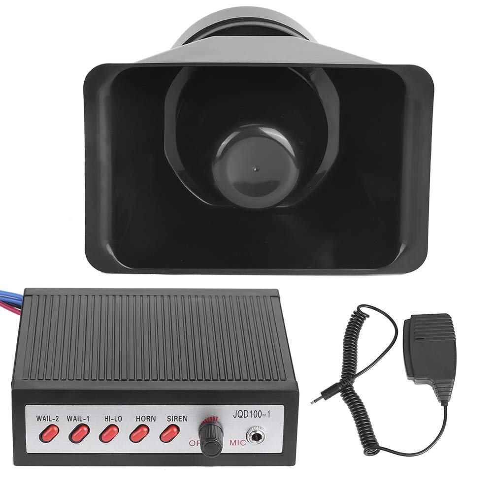 Acouto 5 Dźwięków Electronic Horn 100W Ostrzeżenie Syrena Głośnik Rogu 12V