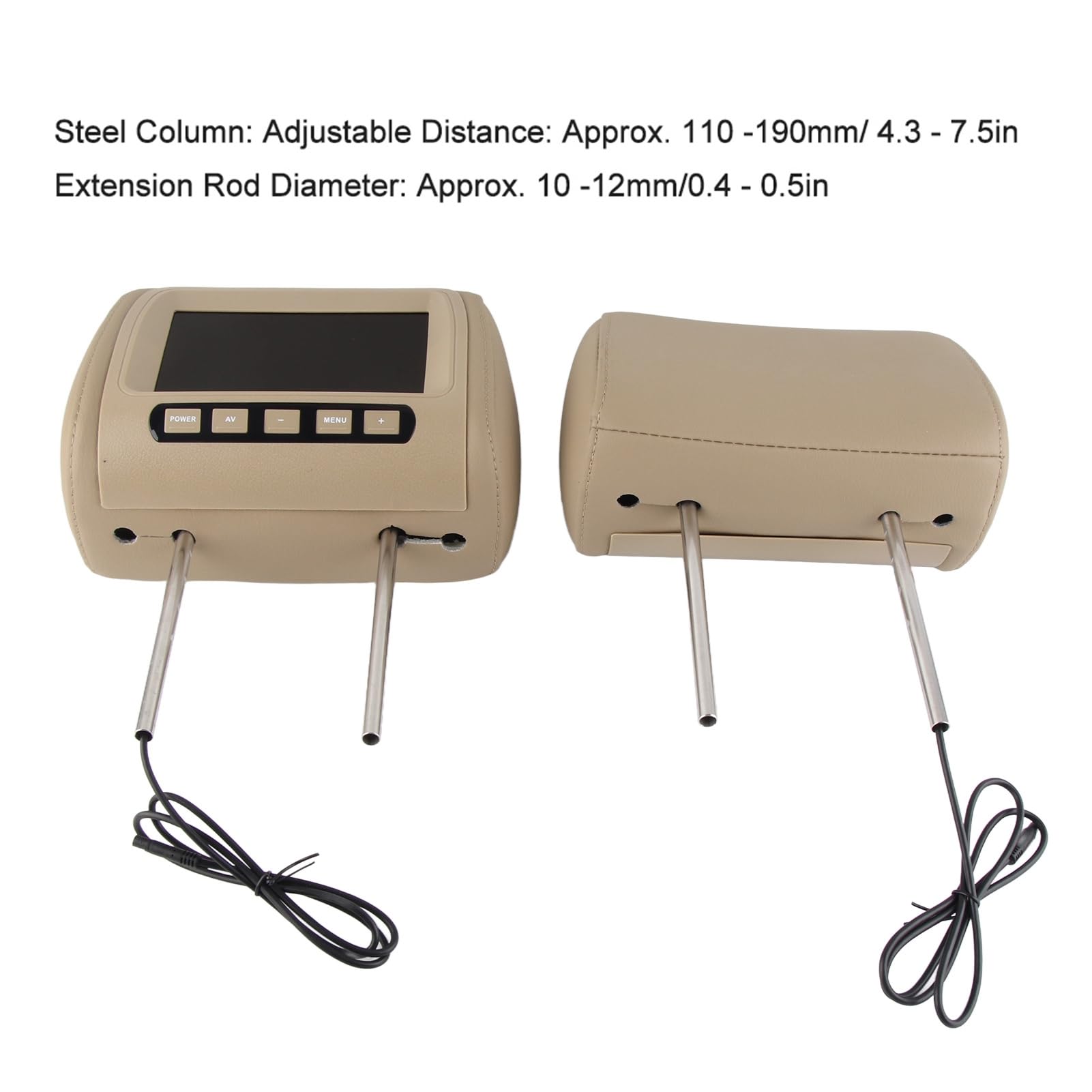 2pcs Universal Car Headrest Player, 7in HD Car Headrest LCD Video Player Control MP5 Display Brown for Car Accessory