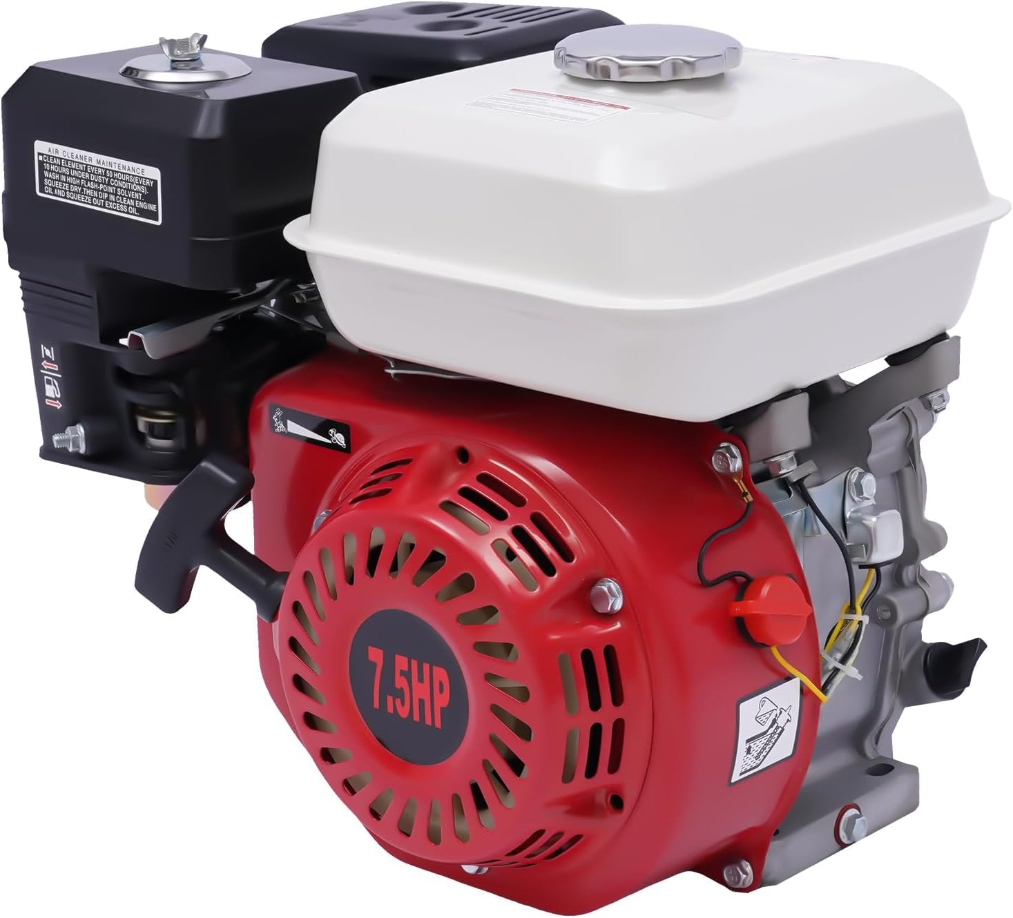 Motor de gasolina 5100 W Go Kart con motor de gasolina, monocilindro, 4 tiempos, 212 cm³, 7,5 CV, cigüeñal de 20 mm, sistema de refrigeración por aire, depósito de combustible de 3 6 l, para