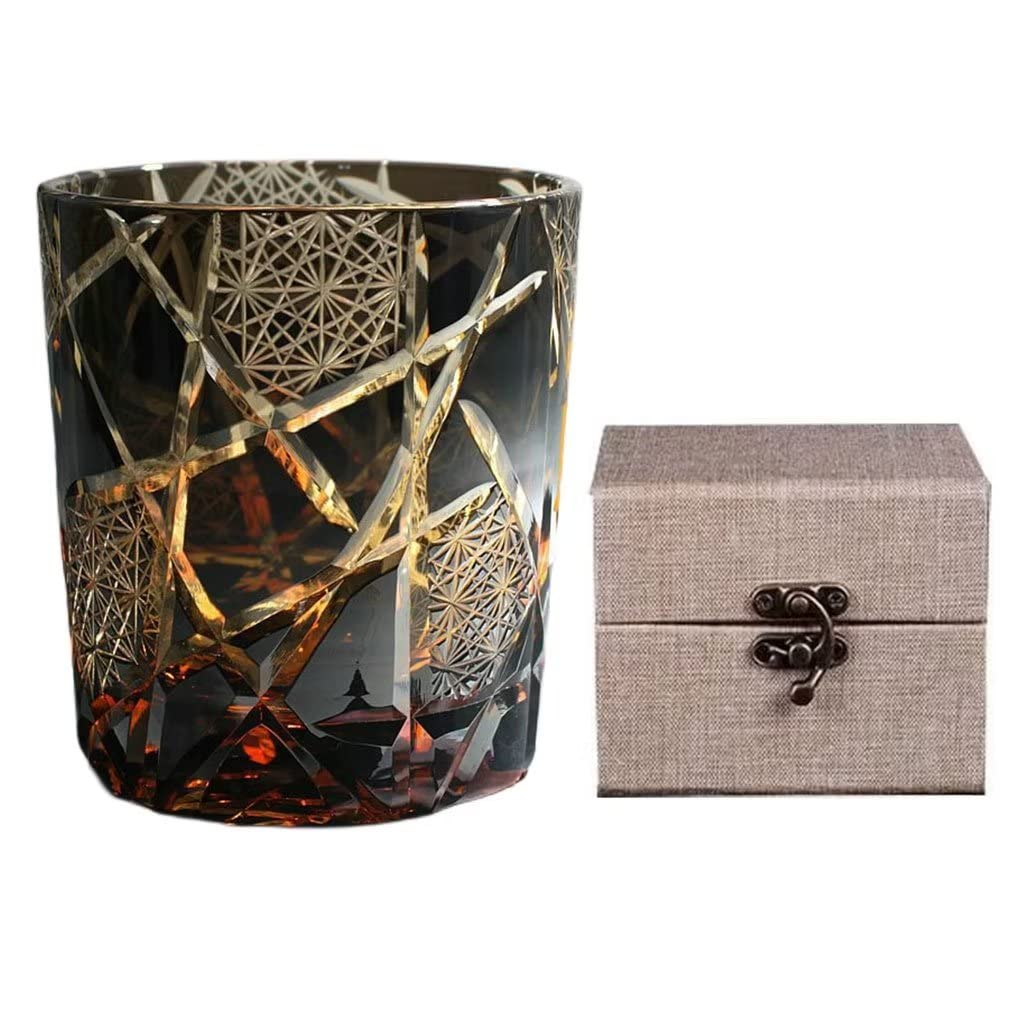 Black Cut Crystal Whiskey Glass