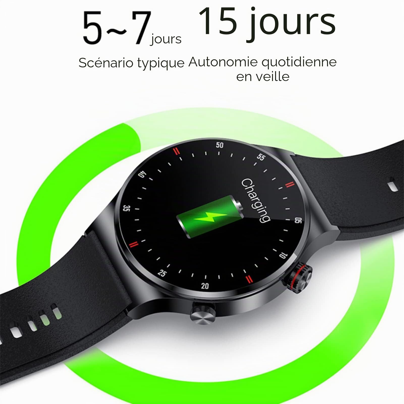ohfruit HW20 Montre intelligente multifonctionnelle, étanche IP67, montre numérique de sport, 3,2 cm, écran tactile complet, affichage coloré, noir
