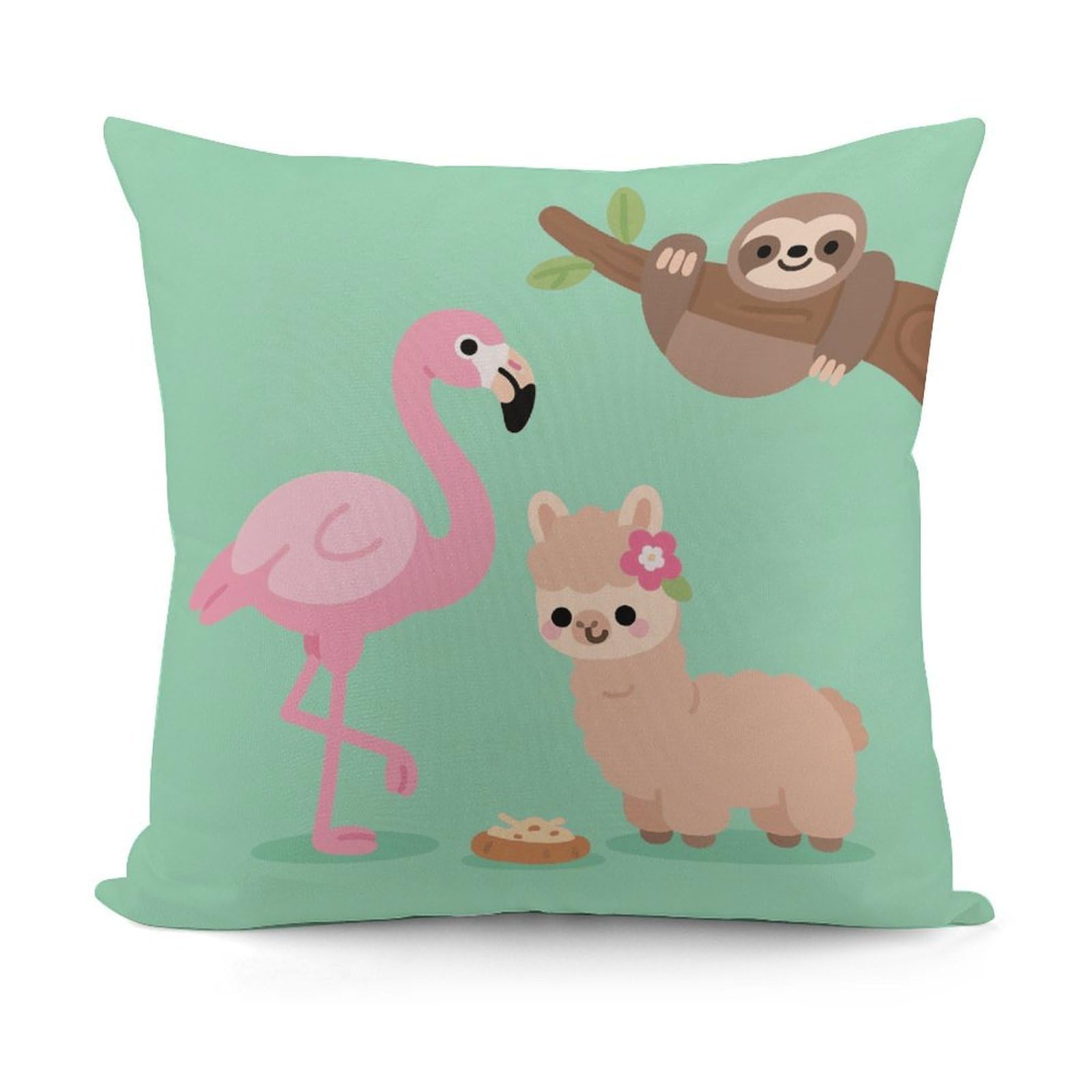 VstaDank Llama Sloth Flamingo Throw Pillow Covers Fade-Resistant Removable Pillowcase Square Cushion Case Cozy Pillow Case Breathable Pillow Protector Soft Pillow Shams 18"x18"