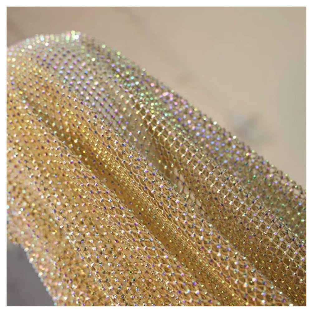 Tissu en maille strass extensible couleur AB de 100 x 120 cm