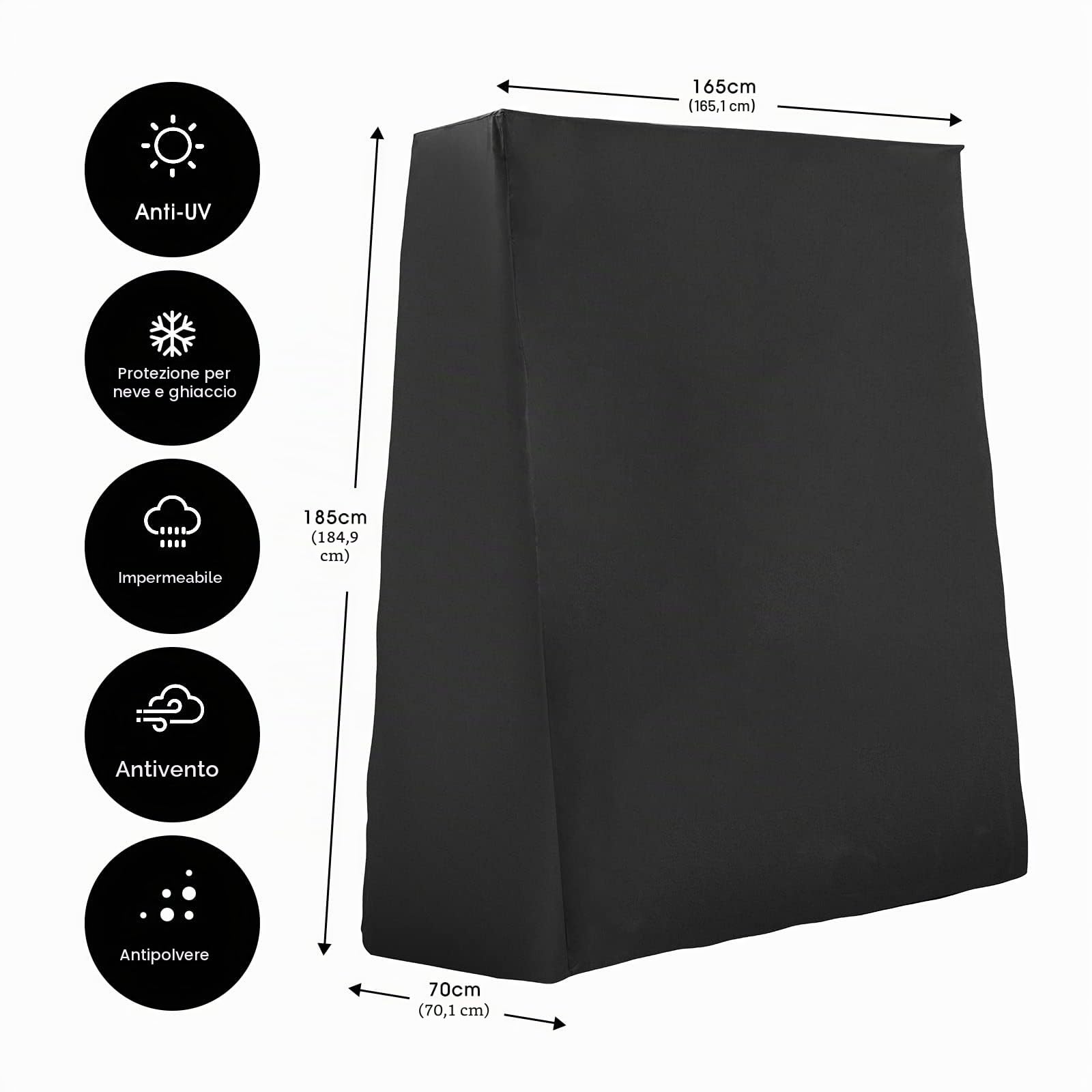 Copertura per Tavolo da Ping Pong, GUANJUNE Copertura per Tavolo da Ping Pong Impermeabile per Esterni e Interni, Anti-UV e Antivento (165 × 70 × 185 cm)