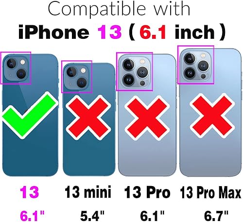 Miniatura 2 de Funda compatible con iPhone 13 de 6.1 pulgadas y protector de pantalla de vidrio templado, funda de cuero con tapa para tarjetas, fundas para iPhone