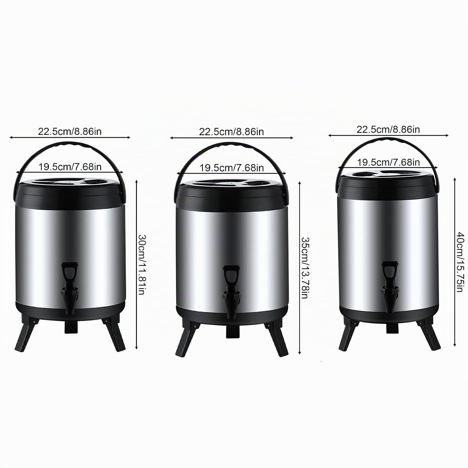 Thermos per bevande calde e fredde, thermos, distributore di bevande in acciaio inox, contenitore termico con rubinetto, portatile, per campeggio, ristorazione (10 l)