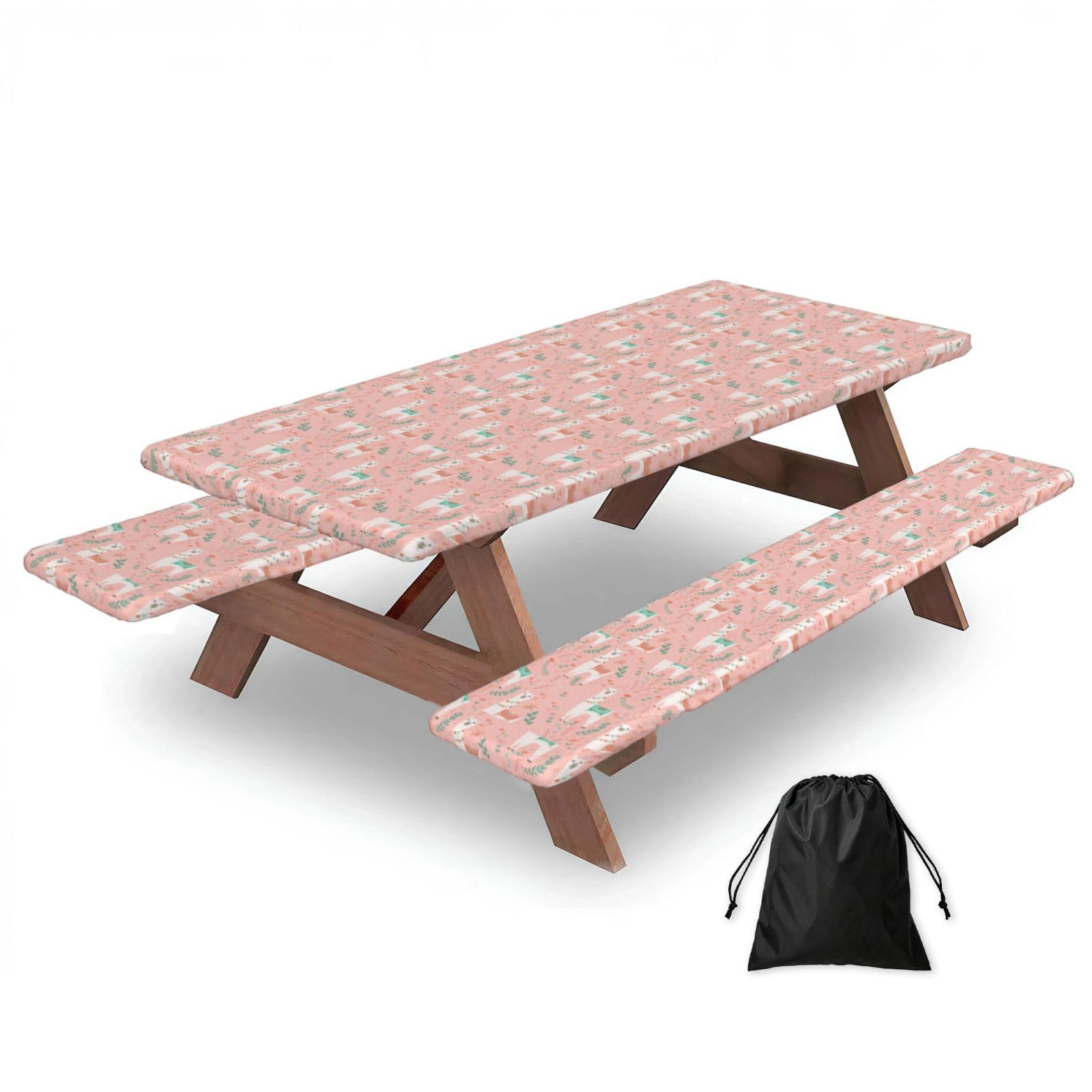 AYYQWE Pink Camel Cactus Print Picnic Table Bench Cover Outdoor Garden Party Decor Daily Accessory Gift
