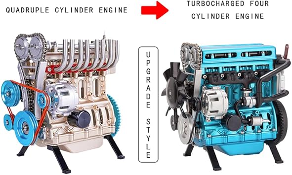 L4 Engine Model, 3D Metal Turbocharged Inline-Four Car Engine Model, Mechanical Engineering Educational Toys (364+PCS)
