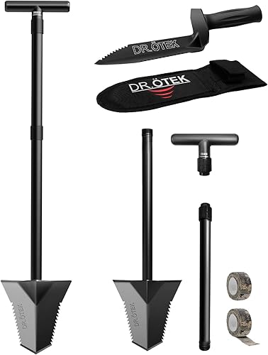 DRÖTEK Excavadora de bordes con funda de transporte pala de pala para excavar pala de jardín resistente mango en T cortador de raíces con mango