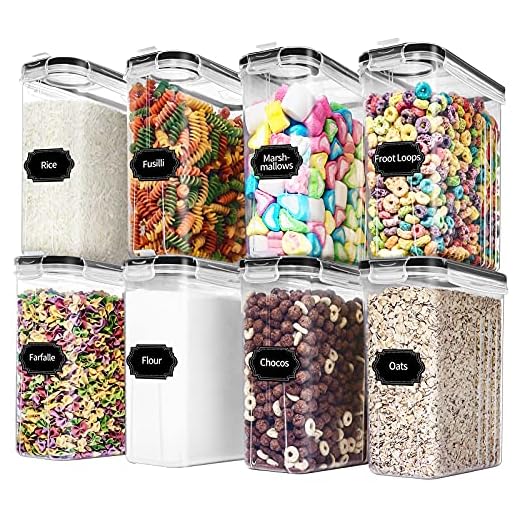 8PCS Cereal Containers Storage with Lids, Skroam Airtight Food Storage Containers for Kitchen & Pantry Organization, BPA-Free Plastic Canister Sets for Cereal, Dry Food, Flour and Sugar, 20 Lables & Marker