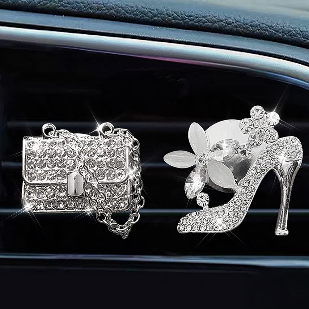 2 Pack Bling Car Air Freshener, Car Air Vent Clip Charms, Crystal Car