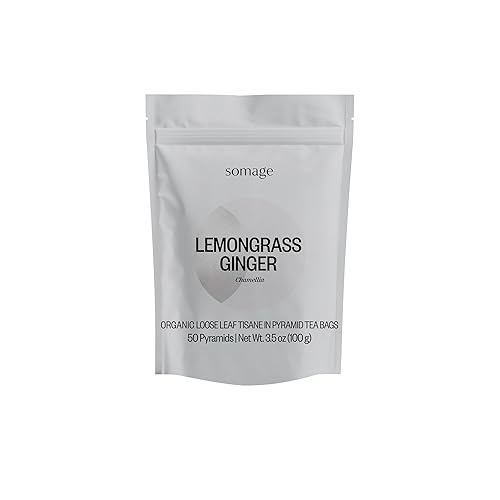 Chamellia Té orgánico de citronela y jengibre - 50 bolsas de té piramidales en una bolsa de 3.5 oz (100 g) (sin Camellia Sinensis, sin cafeína) Una