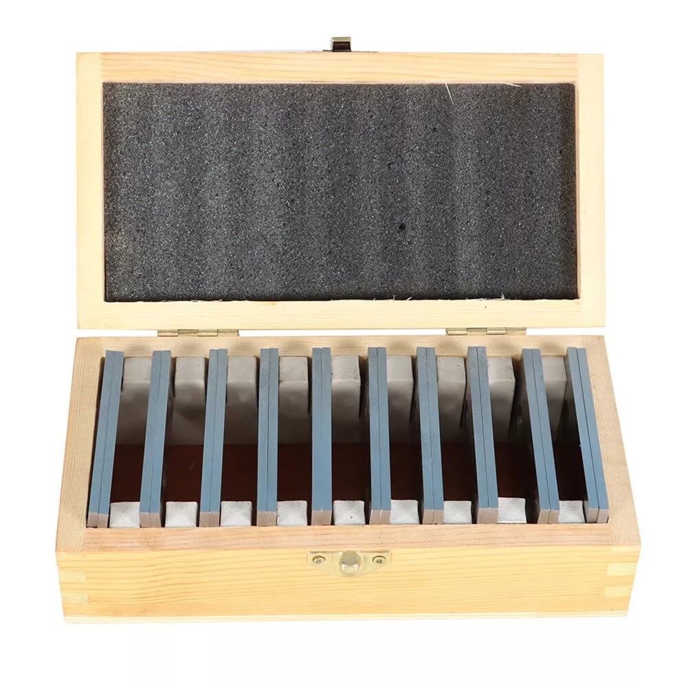 Juego de 10 pares de bloques paralelos de acero endurecido de 1/8 x 3 pulgadas, espaciadores de tornillo de banco con caja de madera para fresado y metalurgia