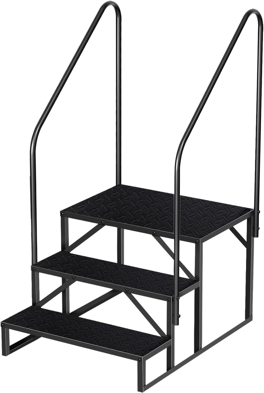 Step Stool Ladder for Adults, Pool Steps with 2 Handrails, 3 Step RV Ladder, Camper Steps for Travel Trailers, 5th Wheel, Motor Home, Spa, and Porch