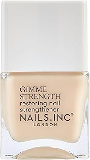 Nails Inc Gimme Strength Nail Treatment, Restoring Strengthener, Vegan Collagen, Shimmering Nail Highlighter, Durable & Strong Nails, Promote Nail Health, Cruelty Free, Vegan, 14 ML