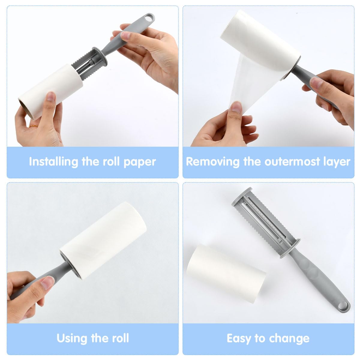 15 Rouleaux 900 Feuilles Rouleau Poils Animaux avec 2 Poignées,Rouleau Adhesif Vetement Extra Collant Feuilles Brosse Collante,Rouleau Adhesif de Poils pour Chat Chien Vêtements Lit Canapé Tapis