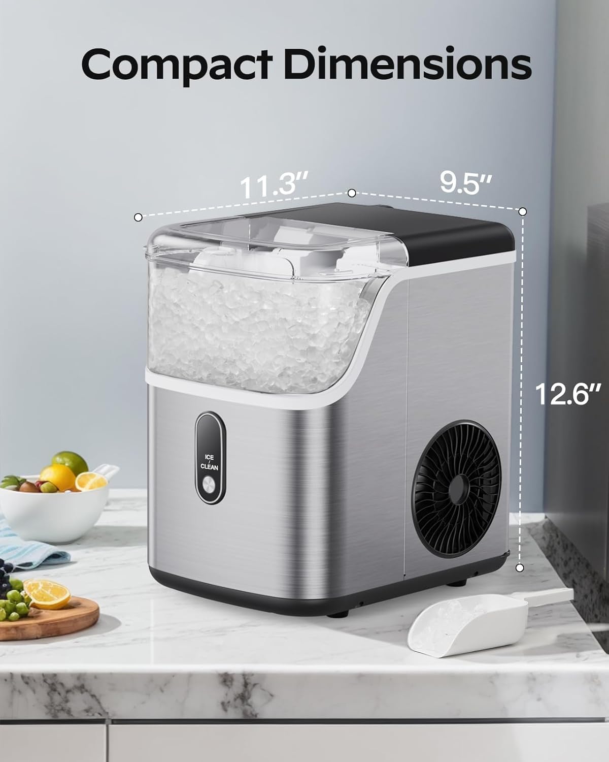 Silonn Nugget Ice Maker Countertop with WiFi Function - 44lbs/24h Crushed Ice Machine, Front Pull-Out Water Tank & Removable Basket, Stainless Steel Finish for Home Kitchen on Fridge.com