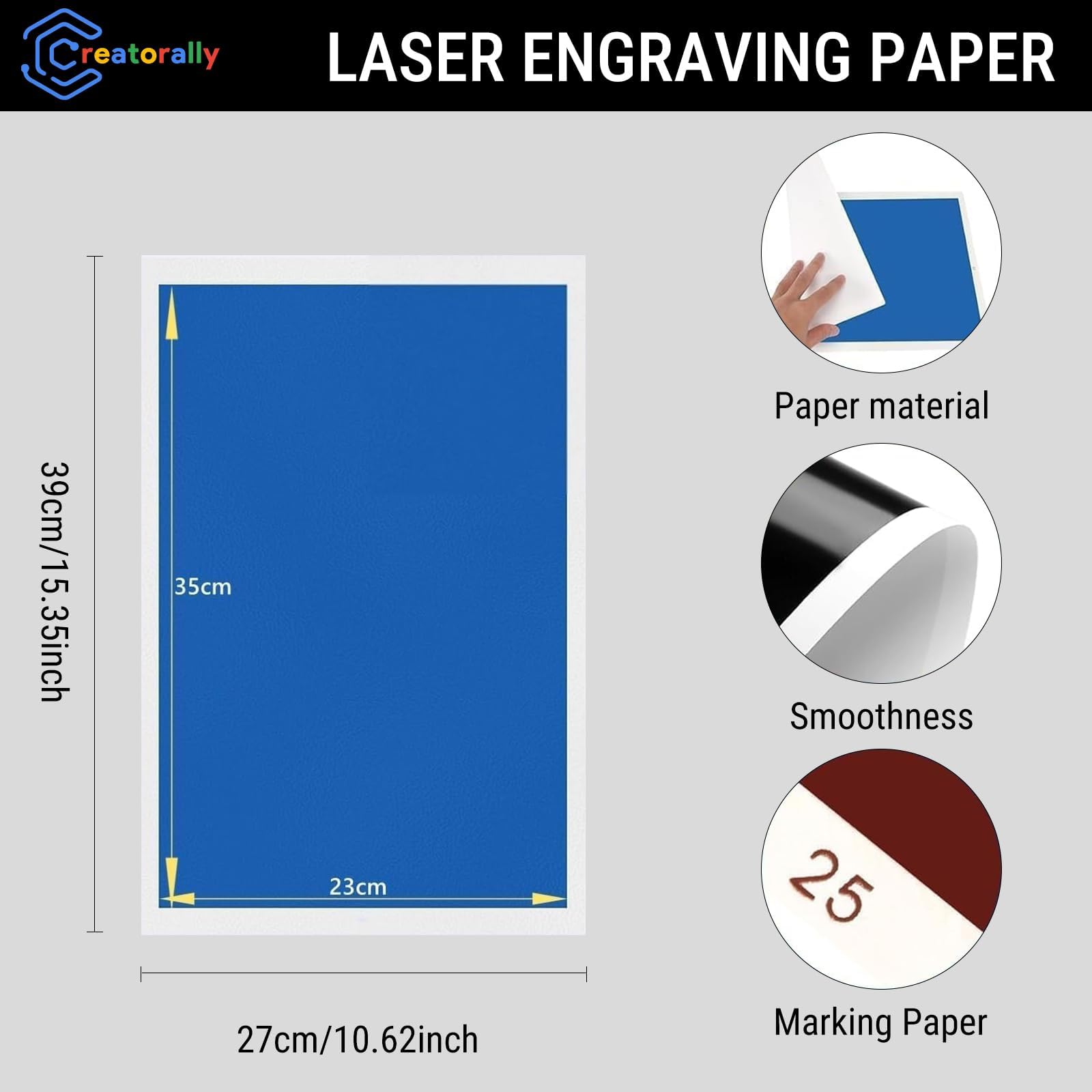 Oubit Engraving Marking Paper, 27 * 39cm?Marking Color Paper for Fiber Marking and Engraving on Metal Ceramics Glass Cutting and Engraving (3pcs)