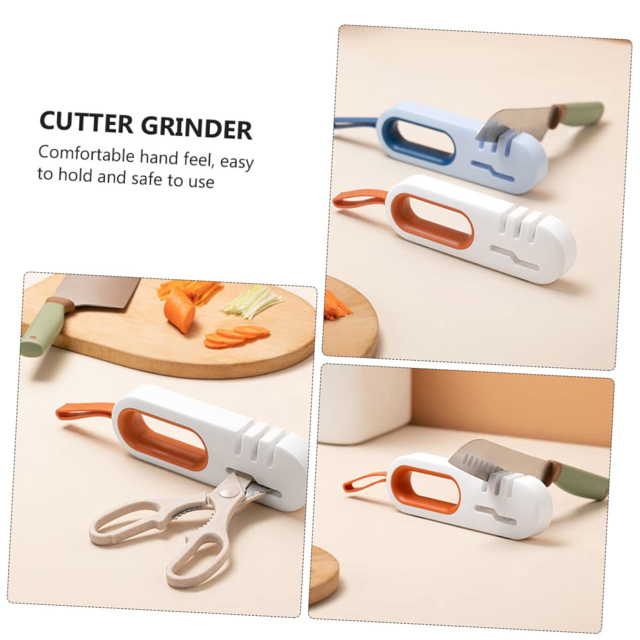 Produktbild von MAGICLULU 1 Stück Küchenschärfer-werkzeug Verstellbar Küchenschneider Schärfen Komfortables Orange-weißes Design Ohne Polsterung Robustes Schleifen