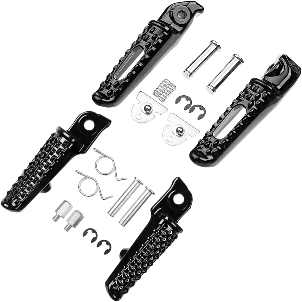 Front Rear Foot Pegs Footrests Pedals for Honda CBR1000RR 2004-2014, CBR600RR 2003-2023, CB1000R 2008-2014 Models (Front +Rear-Balck)