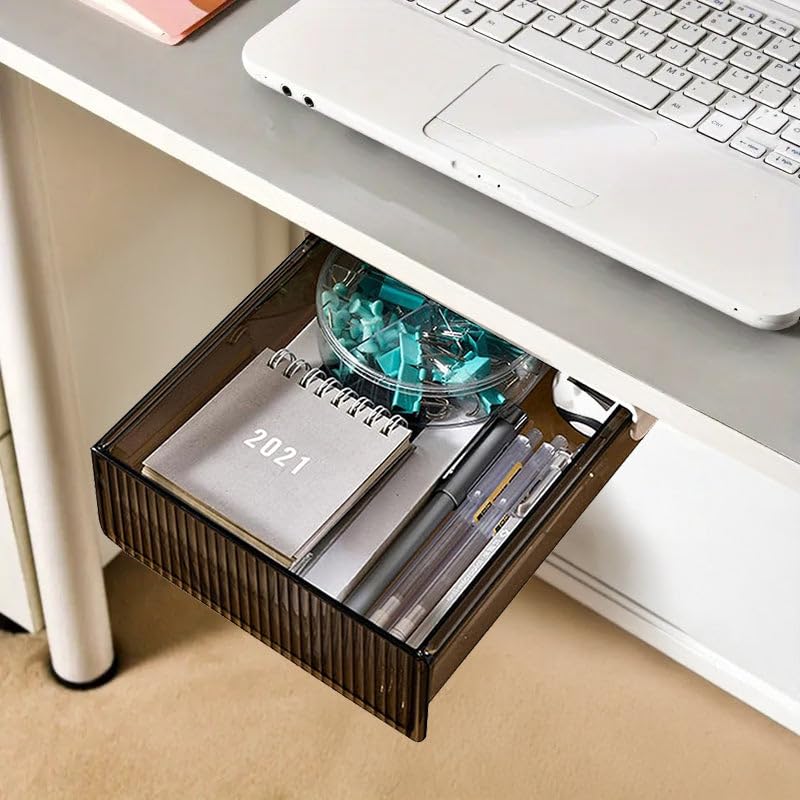 oddpod Reed Under The Table Hidden Drawer/Acrylic Desk Organiser For Home & Office - Black (Small), Stationery