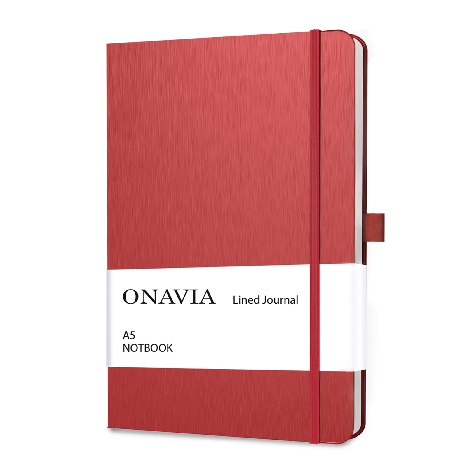 ONAVIA A5 Notebook Hardcover, 5.8" x 8.3" Lined Journal College Ruled Notebook for Work, Office Meetings, Travel, Note Taking, Planning & Daily Writing, 160 Pages, Red