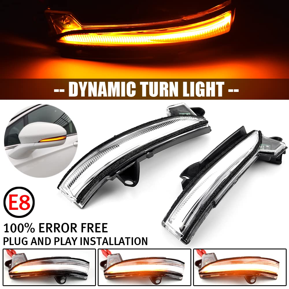 QKLsudua [2pcs Led Sequential Turn Signal Lights Compatible with For-d Fusion Mondeo 2013-2020 USA Version Side Mirror Lights-Crystal white