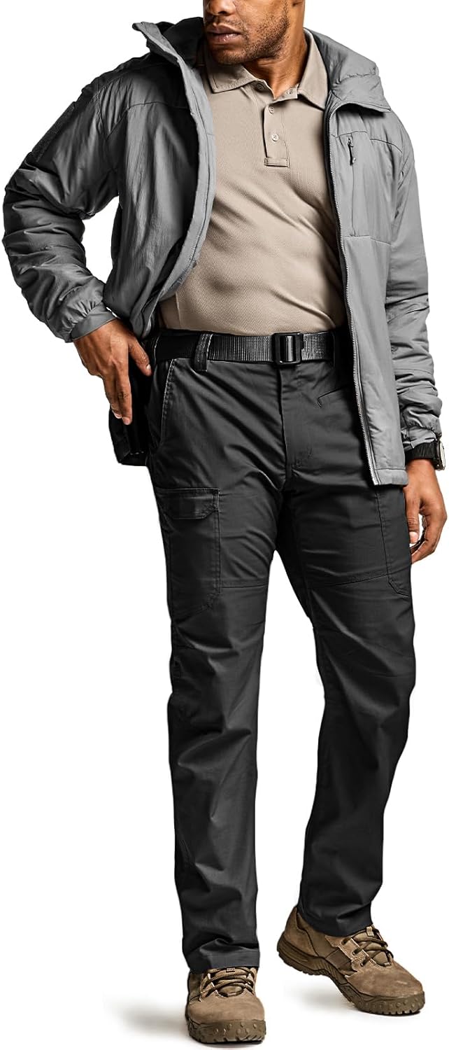 CQR Men's Utility Flex Cargo Pants, Classic-Fit Casual Stretch Work Pants, Water Resistant Lightweight Tactical Hiking Pants - Image 8