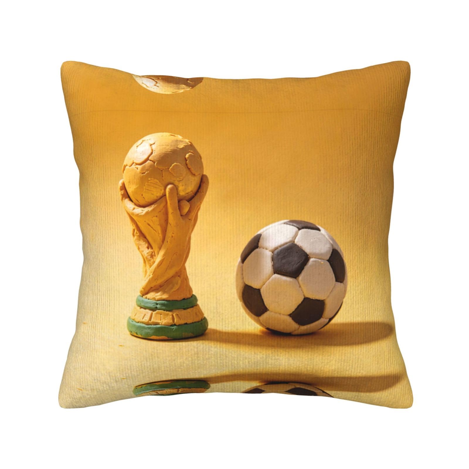 HGIUYDRD Golden Trophy Ball Print Corduroy Throw Pillow with Invisible Zipper Closure for Living Room, Couch and Bed