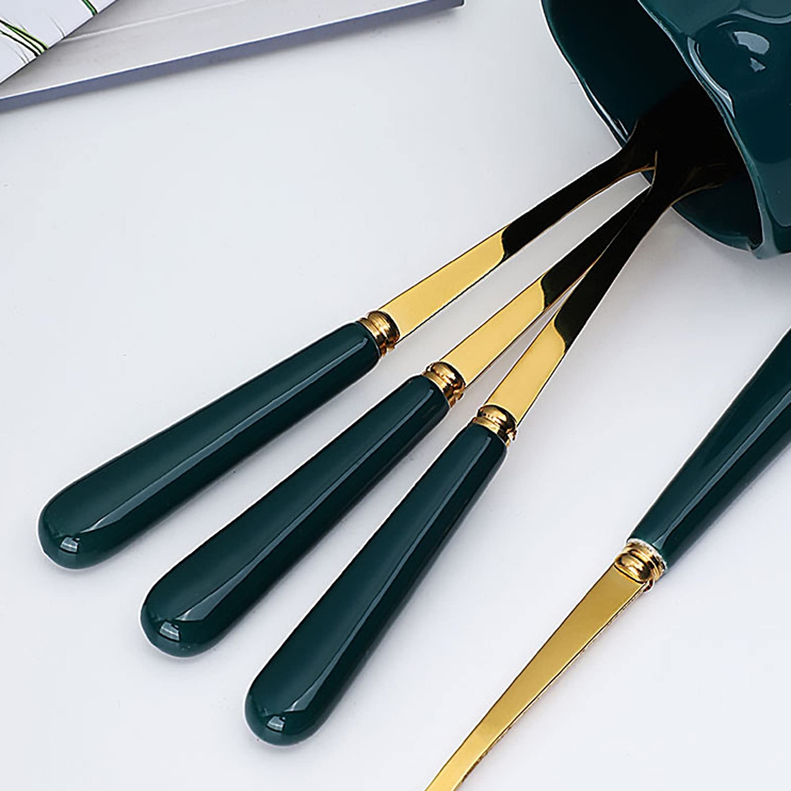 Cuchara de cerámica para café, té, postres, Cuchara sopera de cerámica, cucharas soperas, 6 Piezas, Cuchara de Postre, Mango de cerámica Creativo para té, batido, he(B)