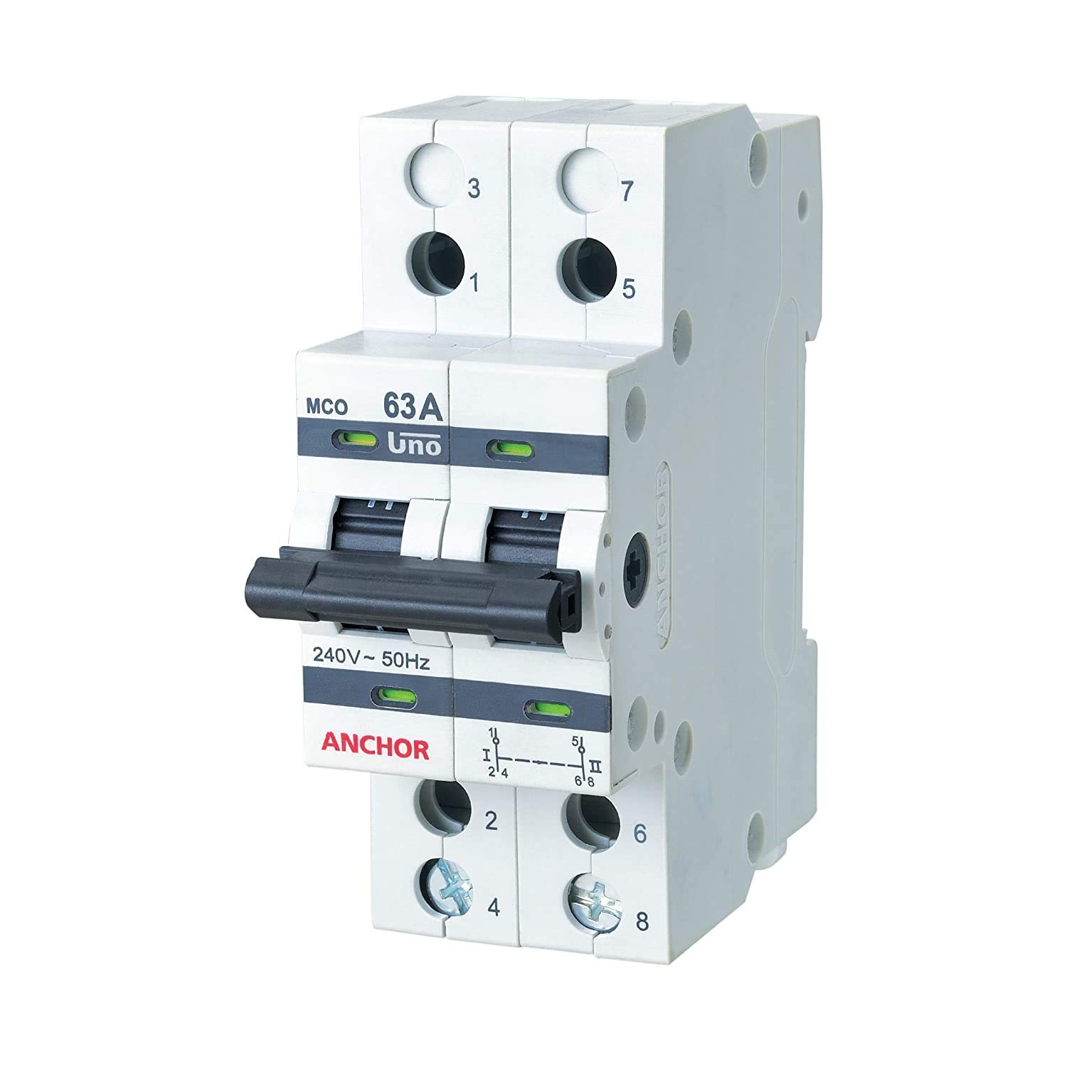 Anchor by Panasonic 98082 UNO Series 32 Ampere Dual Pole Change Over Switch Circuit Breaker Safe Reliable Protection, (White, Pack of 2)-picture-14