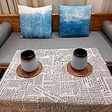 LOONELO Newspaper Tablecloth with 35.4X35.4 Inch, Cotton Linen Newspaper Printed Tablecover, Washable Morden Style Newspaper Table Cover for Dinner, Party, Picnic, Home Decor
