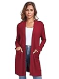 TownCat Womens Lightweight Cardigan with Pocket, Long Sleeve Open Front Casual Loose Cardigans for Women