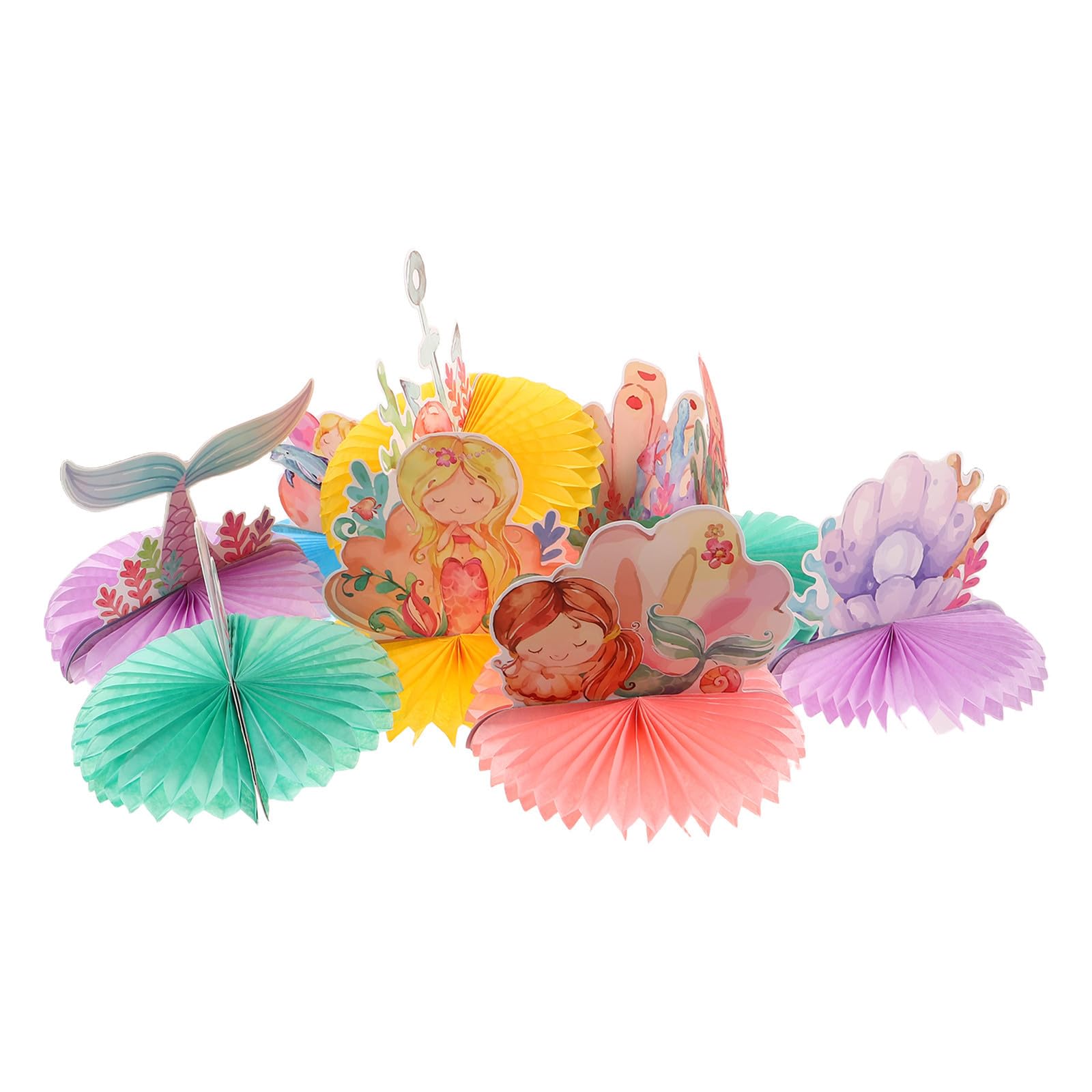 Diseño vibrante de aleta de sirena adorno de mesa de papel 9 piezas