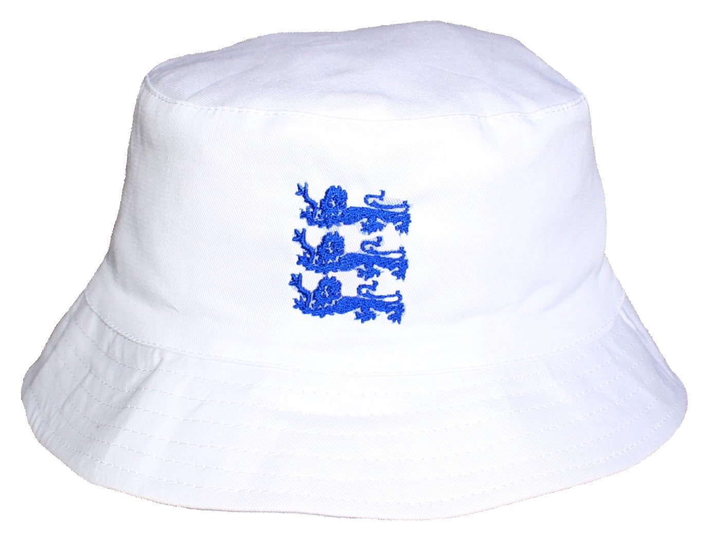 Teddyt's Men's White 3 Lions England Embroidered Adjustable Bucket Hat (Blue Lions) (Uk, Alpha, M, L, )
