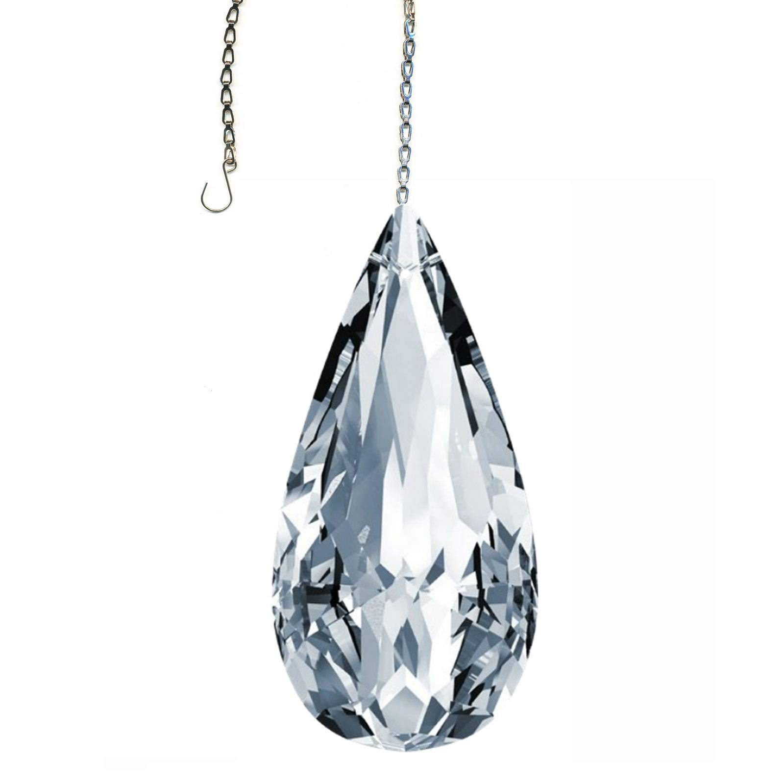 2" Swarovski Crystal, Modern Almond Hanging Prism Window Sun Catcher, Brilliance Austrian Crystal