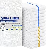 QUBA LINEN Bar Mops Towels 12 Pack - 100% Cotton Terry Cleaning Rags 16x19 Inch Highly Absorbent Machine Washable for Kitchen Home