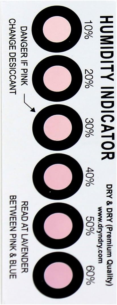 Dry & Dry Humidity Indicator Cards 250 Pack(Reusable) - 10-60% 6 Spot(250 Cards)