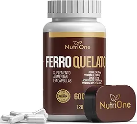 Fórmula Premium Ferro Quelato + Vitamina C, Zinco, Metilfolato e Vitamina B12 120 Cápsulas - Nutrione