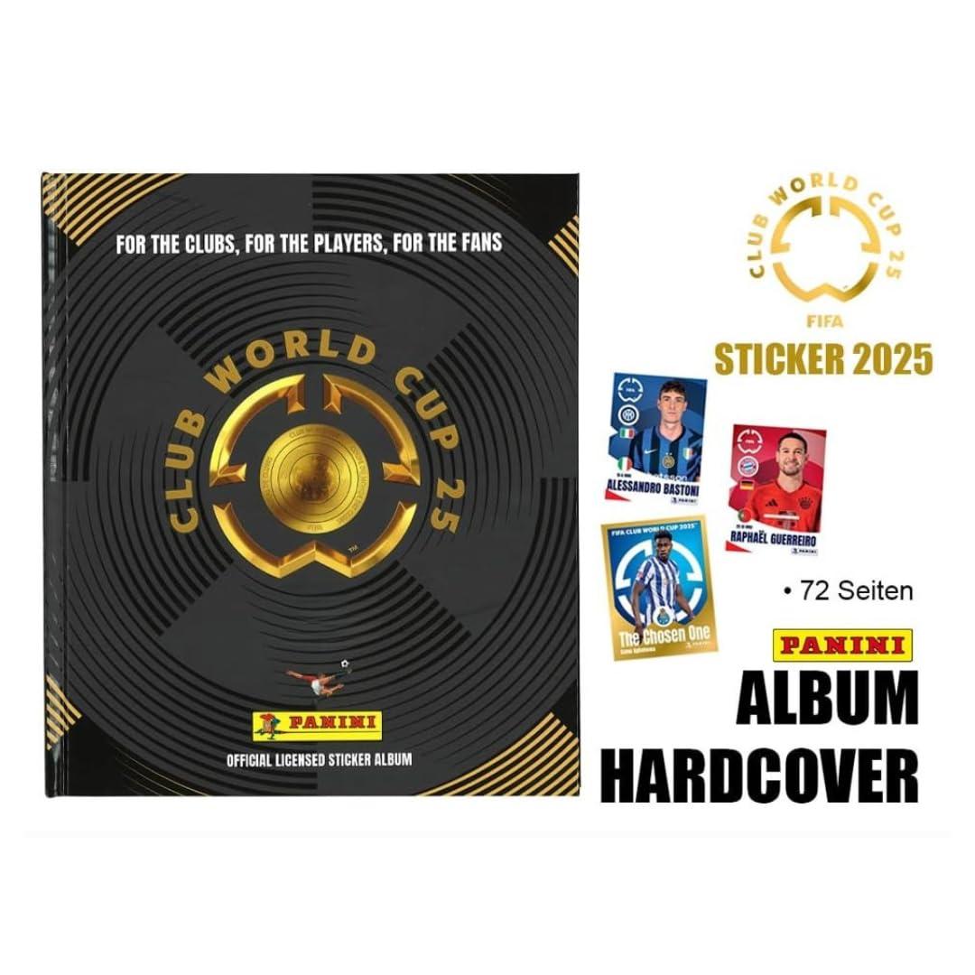 Panini FIFA Club World Cup 2025 – Album officiel à couverture rigide (72 pages) – Album à collectionner premium pour la Coupe du Monde du Club 2025 + protection d'expédition Heartforcards®