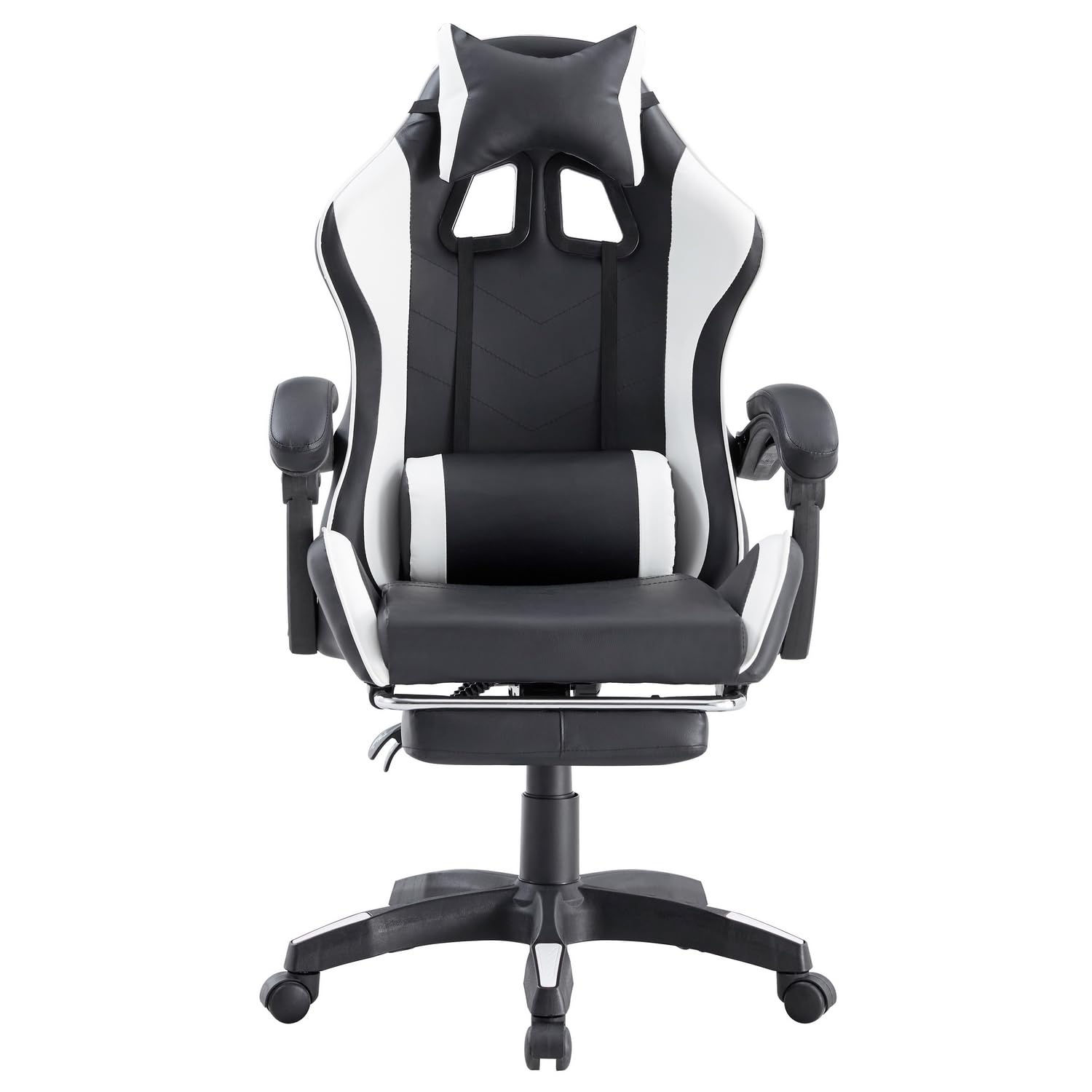 Brigros - Chaise de Gaming Racing Ergonomique inclinable avec accoudoirs, Fauteuil de Bureau pivotant avec roulettes, Repose-Pieds, appuie-tête et Coussin Lombaire en Simili Cuir, portée : 125 kg