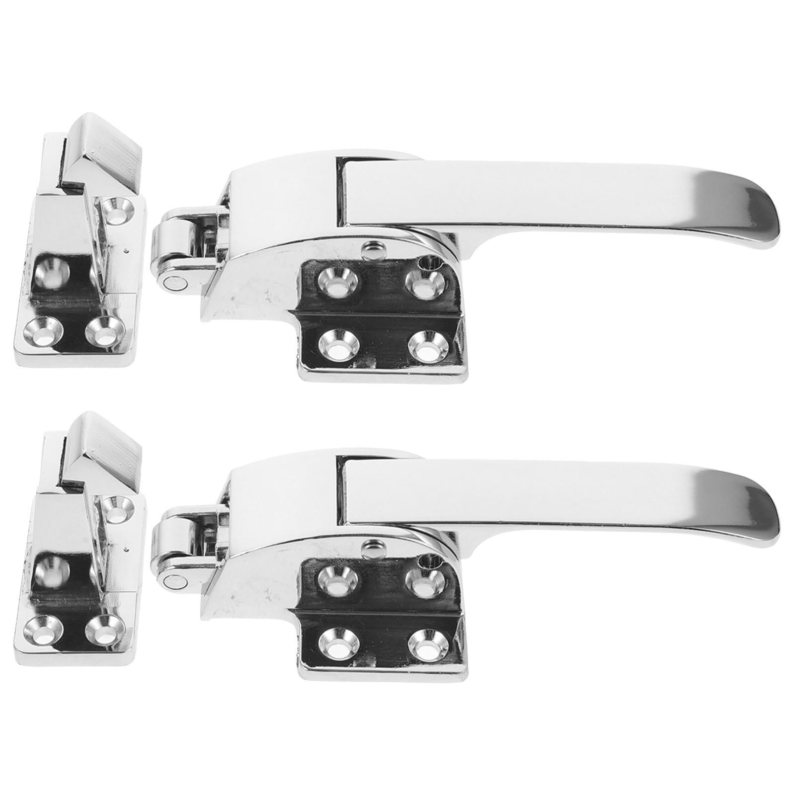 2 Set Maniglia per Congelatore Serratura a Molla in Metallo Argento, Resistente e Adatta per Magazzino e Locale Commerciale, Set