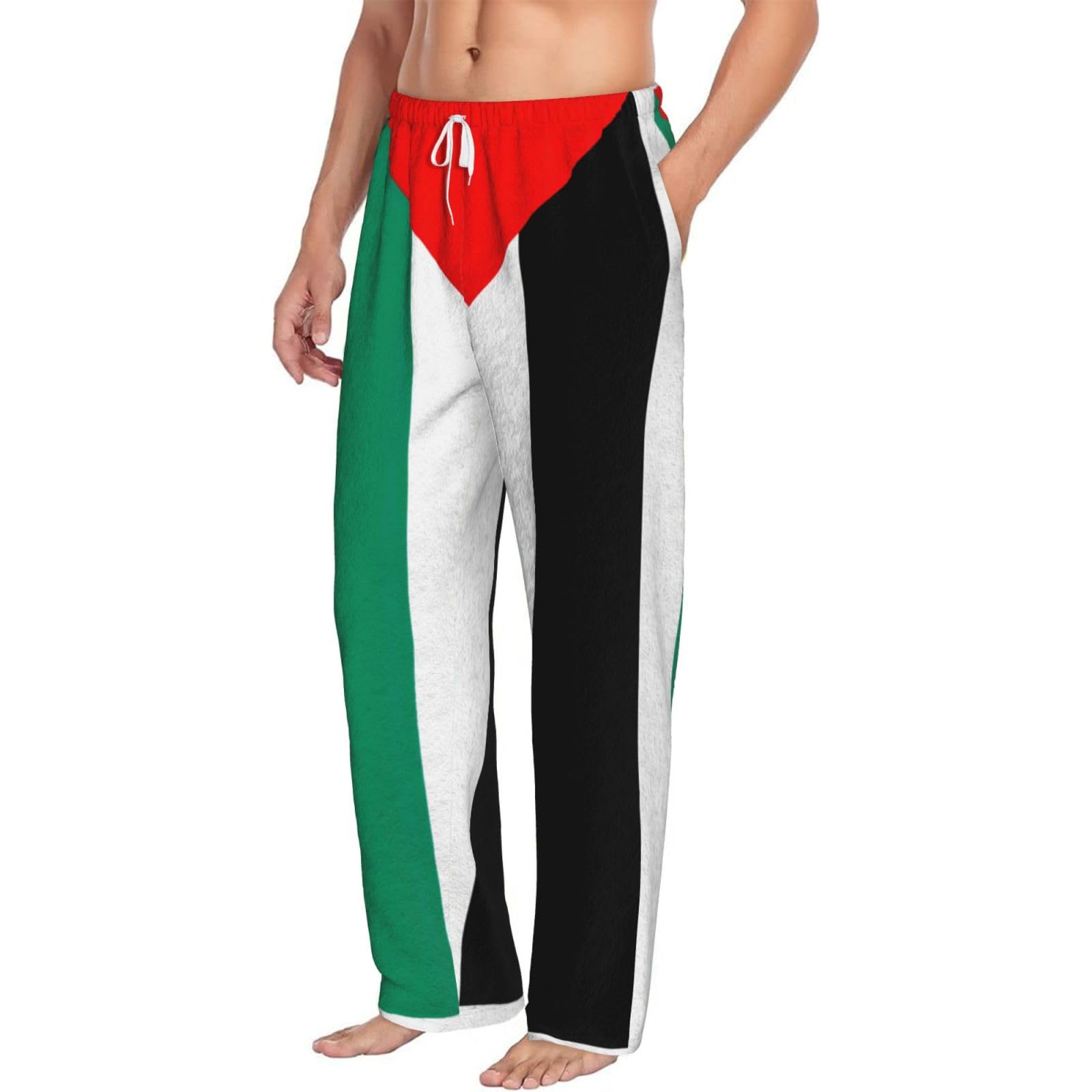 Pantalones de pijama para hombre con estampado de bandera de Palestina, pantalones de pijama de forro polar con bolsillos, de microfibra