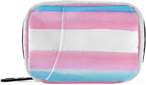 Pink Blue Rainbow LGBT Pride Month Parade Transgender Flag Medicine Bag with Detachable Compartments Attachable Small Pill Organizer