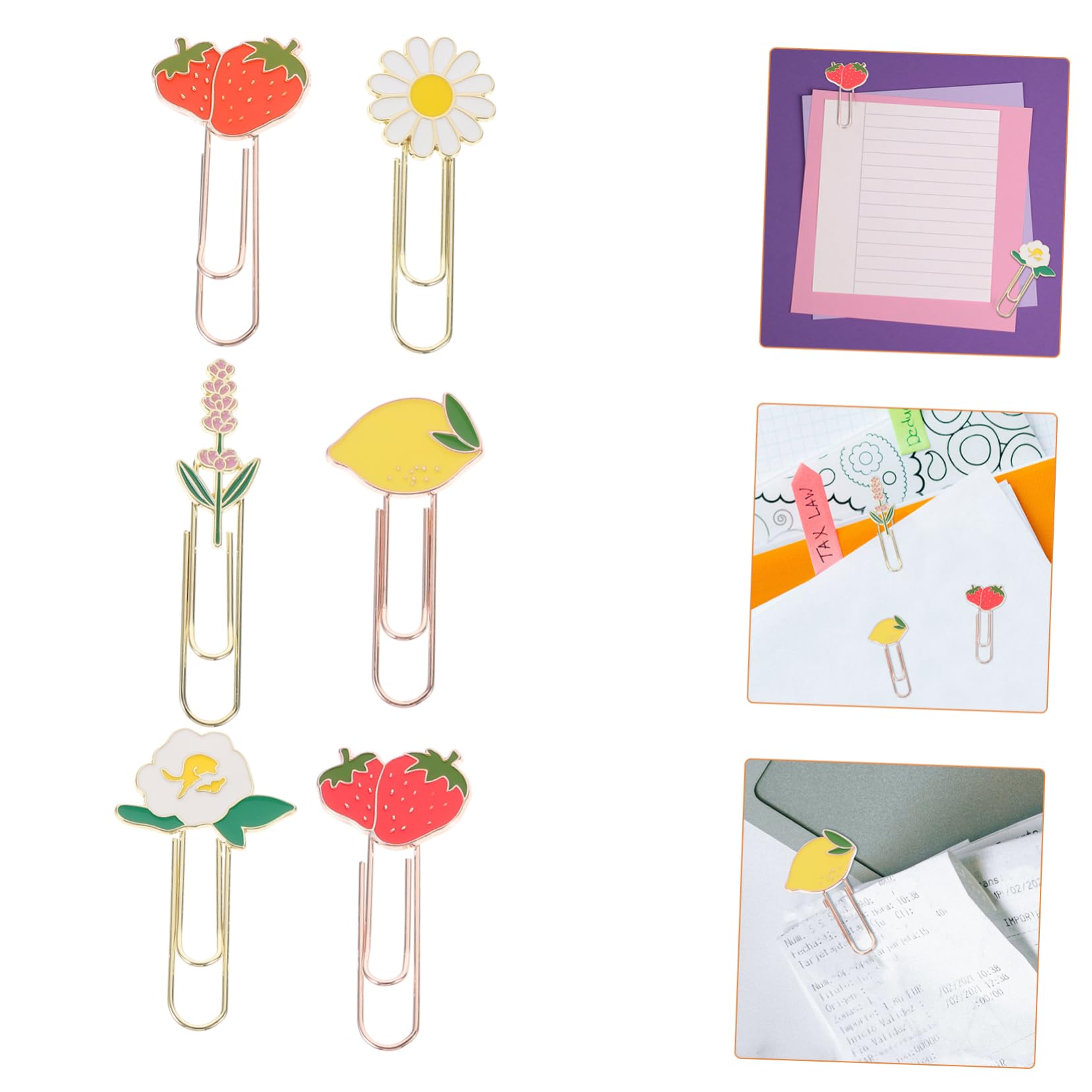jojofuny 4 Set Segnalibro Di Clip Di Carta Da Frutto Ufficio Documento Graffetta Per Fogli Adornare Carta Organizza Clip Piccole Graffette Decorative Piccole Clips Lega Di Zinco 6 Pezzi*4