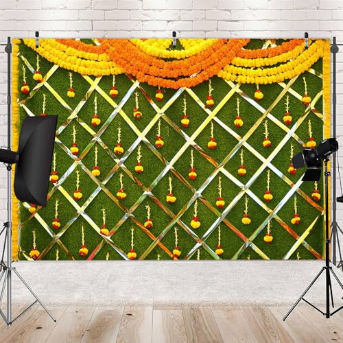 Image of 7x5ft Indian Wedding Photography Backdrop, Pooja Ceremony Photo Backgrounds Traditional Hindu Festival Banner, Puja, Party Decorations