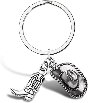 BRBASAP Cowboy Keychain Western Hat and Boot Key Chains Country Accessories for Men and Women Cowgirl Line Dancing Car Keychains Birthday for Cowboys Mens Wristlet Key Chain Accessories