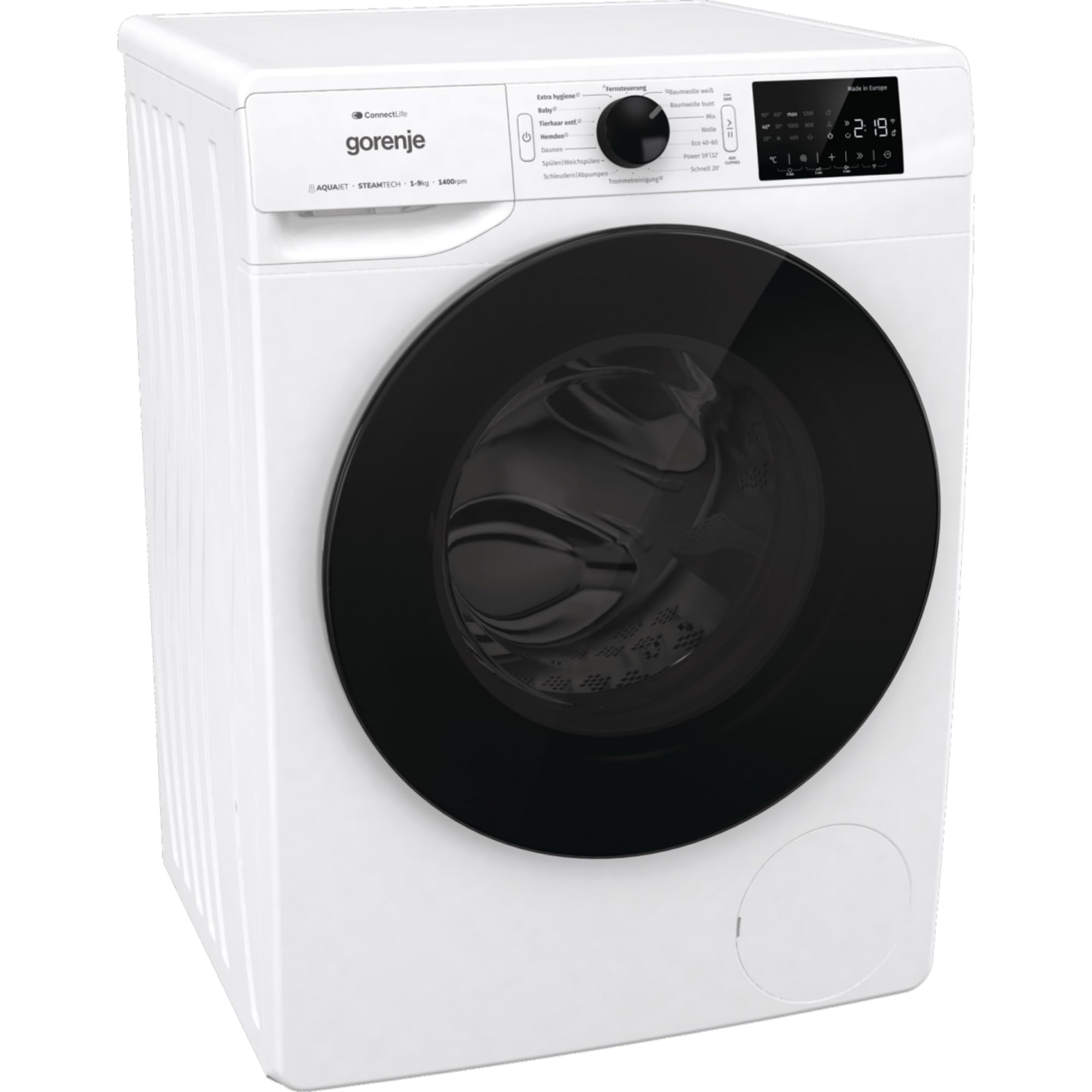 Gorenje WPNEI94DA1TS pralka z funkcją pary wodnej/ConnectLife / 9 kg / 1400 obr./min / 15 programów/całkowity bęben AquaStop/WaveActive/Ekhigieniczna/PowerWash/Szybki cykl prania/EEK: A-10%